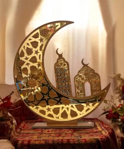 Alternative view of Ramadan Unik Pynt Dekorasjon Halvmånestativ I Tre  40 Cm Høyt